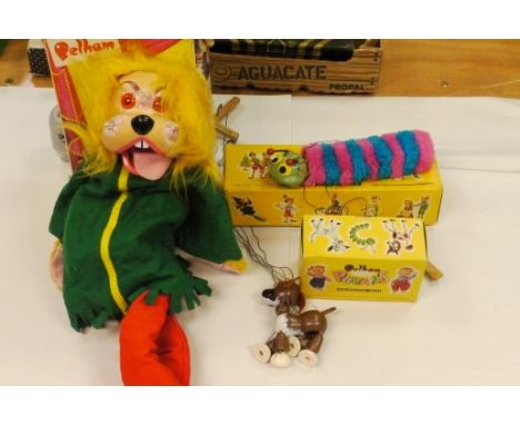 Pelham Puppets,  V6 Fido ventriloquial puppet, A6 Caterpillar and A7 Bengo, in original boxes F-G, boxes F-G (3)