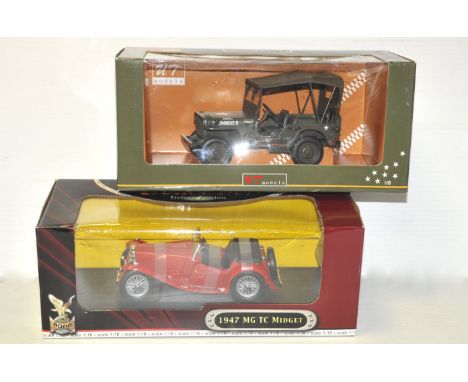 Modern Diecast, 1:18 scale including Willys Jeep MGCT, 1936 Ford Cabriolet, Persio 403 Cabriolet and others of various scales