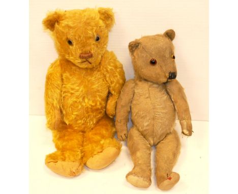 Invictor Teddy Bear, 1940's with golden mohair and a worn Chiltern type bear, with moth activity, (42cm) P-G (2)