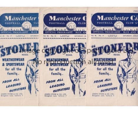 MAN CITY 51-2   Eleven Manchester City home programmes, 51/2, v Chelsea, Portsmouth, Derby, Wolves (Cup), Blackpool, Tottenha