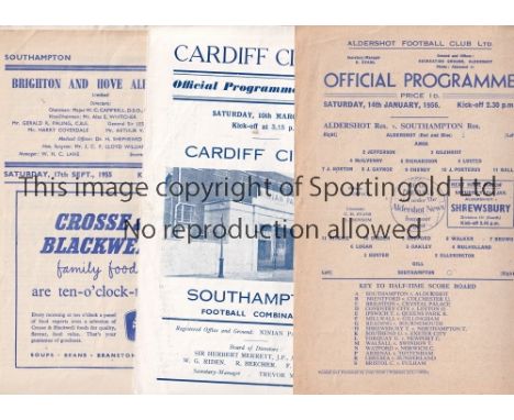 SOUTHAMPTON Twelve Southampton Reserves away programmes many single sheets from the 1955/56 season v Tottenham , Brighton , A