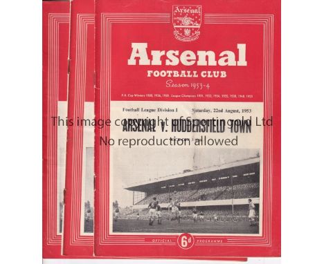 ARSENAL 53/4   Twenty five Arsenal home programmes 53/4, 22 x League (includes both v Aston Villa), 2 x Cup and Charity frien