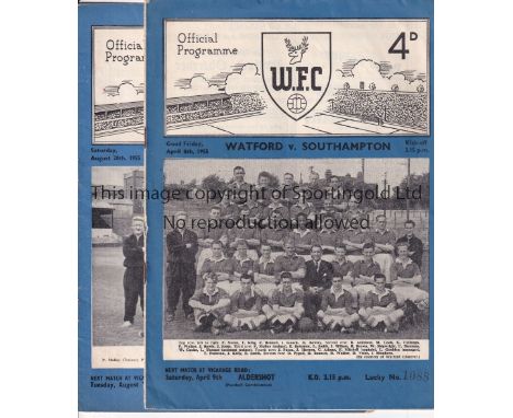 WATFORD   Collection of 12 Watford home 50s programmes, includes 54/5 v Southampton, 55/6 v Millwall,56/7 x 4, 57/8 v Southam