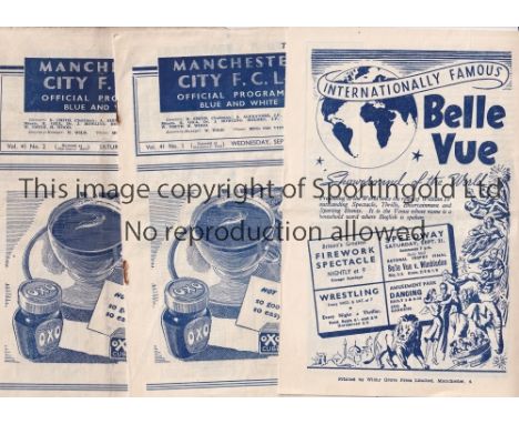 MAN CITY 46-7  Ten Manchester City home programmes, 46/7, all League, v Fulham, Leicester, Coventry, Plymouth, Tottenham, Swa
