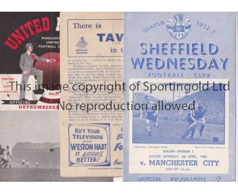 MAN CITY 52-3   Ten Manchester City away programmes, 52/3, at Luton (Cup), Arsenal, Newcastle, Liverpool, Man Utd, Portsmouth
