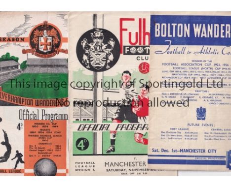 MAN CITY 51-2   Ten Manchester City away programmes, 51/2, at Fulham, Preston, Wolves (Cup), Bolton, Blackpool, Chelsea, Stok