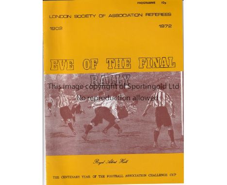 1972 FA CUP FINAL / AUTOGRAPHS      Programme for the Eve of The Final Rally at the Royal Albert Hall, Leeds United v Arsenal