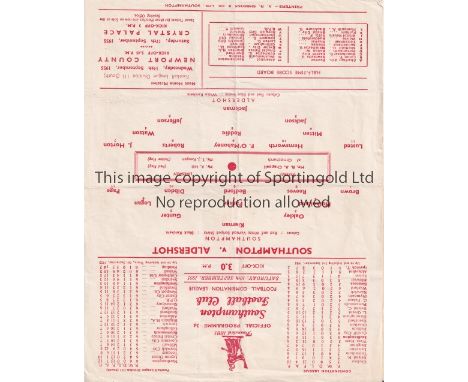 SOUTHAMPTON    Eight Southampton Reserves home programmes all single sheets from the 1955/56 season v Aldershot , Cardiff Cit