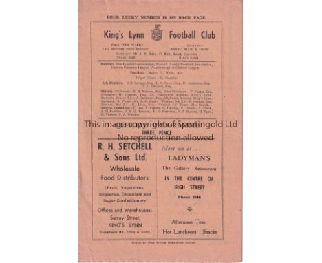 KING'S LYNN - TOTTENHAM 50   King's Lynn home programme v Tottenham "A", 1/4/50, ECL, slight fold.  Good