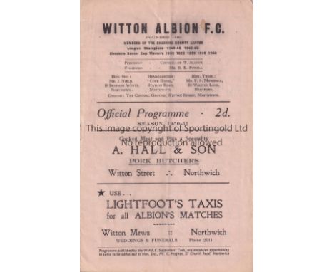 WITTON ALB - NELSON 50   Witton Albion home programme v Nelson, Cup 1st Round, 25/11/50, 8,000 people saw Nelson win 2-1. Sli