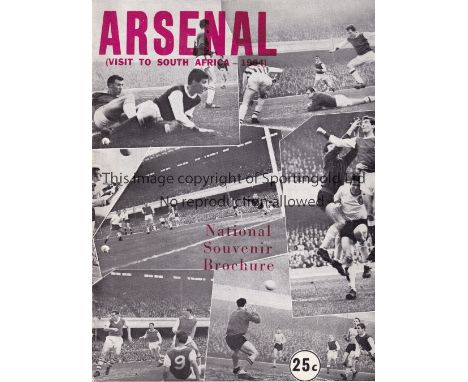 ARSENAL   Programme for the away Friendly v. Eastern Province XI in South Africa in 1964. 2 punched holes and team changes.  