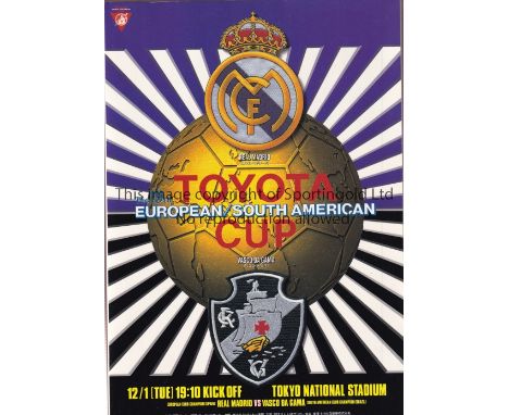 WORLD CLUB TROPHY 1998   Official programme, 1998 World Club Championship, Real Madrid v Vasco Da Gama in Tokyo, 1998.  Good