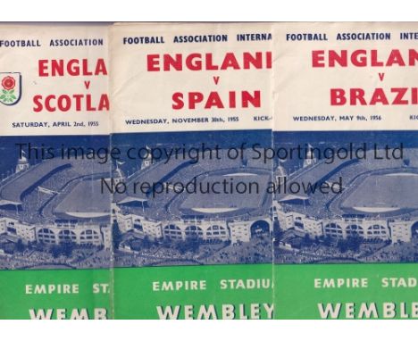 ENGLAND      Sixty home programmes 1947-1967 including v. Sweden 1947 at Arsenal with tape mark on spine and 31 X 1950's plus