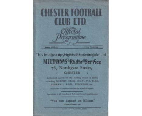 CHESTER - GOOLE 49   Chester home programme v Goole, 26/11/49, Cup 1st Round, Chester won 4-1, Jackson scored three. Slight f