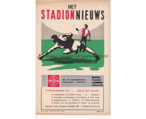 ARSENAL    Stadion Nieuws issue programme for the away Friendly v. Feyenoord 7/8/1971 with score entered.    Good