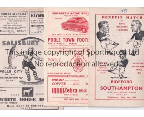 SOUTHAMPTON   Two Southampton 'A' Away programmes at Weymouth 10/3/1956 ( Pickford Cup Semi Final) and 4/5/1956 plus 2 away f