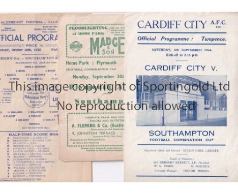 SOUTHAMPTON    Eight Southampton Reserves away programmes from the 1954/55 season at Cardiff City (Cup), Plymouth (Cup), Alde