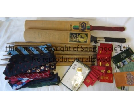 CRICKET MISCELLANY      Two signed cricket bats, one by 16 England players including Geoff Boycott, Graham Dilley, Ken Barrin
