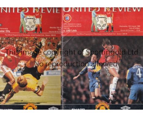 MAN UTD 98-9     Thirty Manchester United home programmes, 1998-99 Trebles season, set of 19 League programmes, 3 x FA Cup, 3
