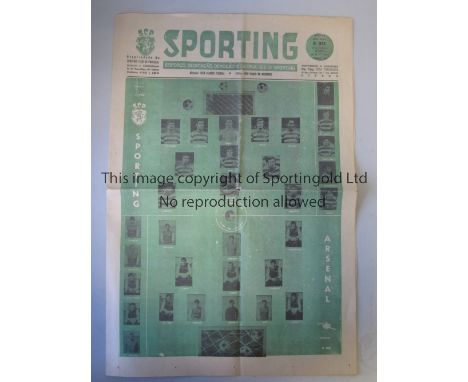 ARSENAL      The most scarce European competition official newspaper style programme away v. Sporting Lisbon 29/10/1969. Very