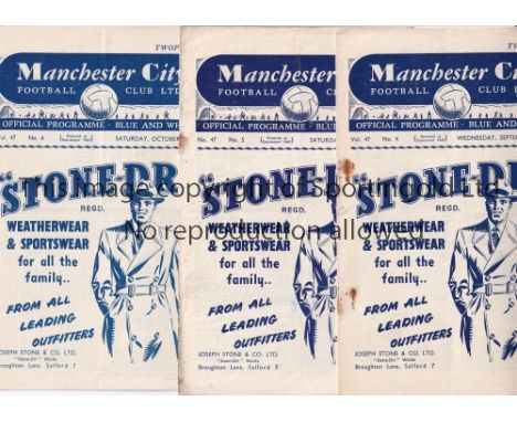 MAN CITY 52-3  Twelve Man City home programmes, 52/3, all League, v Tottenham, Man Utd, Liverpool, Burnley, West Brom, Cardif
