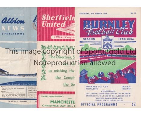 MAN CITY 53-4   Eleven Manchester City away programmes, 53/4, at Chelsea, Shef Utd, Preston, West Brom, Wolves (spine partly 