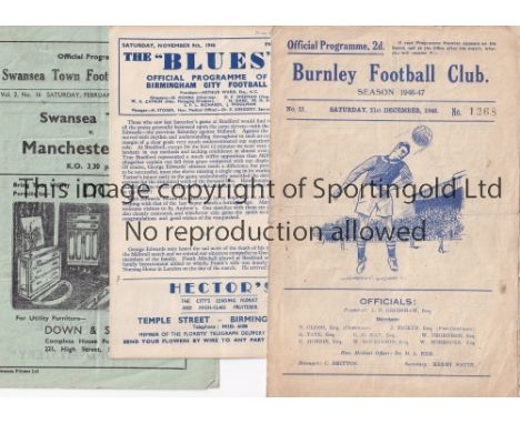 MAN CITY 46/7   Eight Manchester City away programmes, 46/7, games at Swansea, Tottenham, Fulham ( single sheet), Bolton (FA 