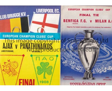 EUROPEAN FINALS   Collection of programmes for Finals of European competitions,  8 x European Cup Finals, 1963, 71, 78, 79, 8