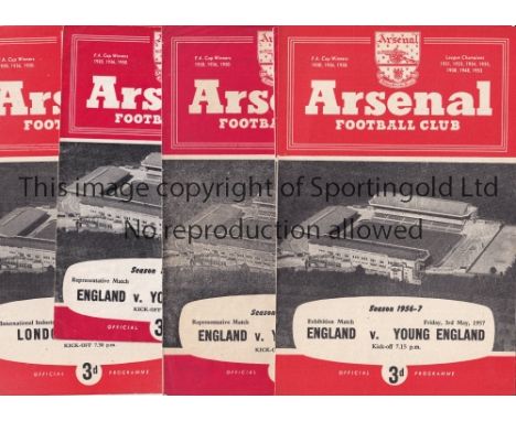 AT ARSENAL   Good collection of neutral games played at Arsenal,  22 programmes including England v Jugoslavia 50, v France 5