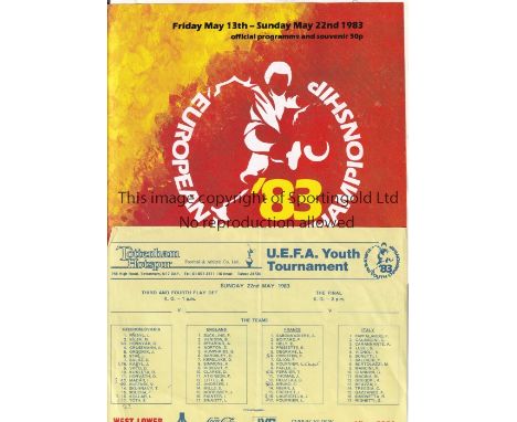 YOUTH TOURNAMENT PROGRAMMES       UEFA Youth Championships 1983, Tournament programmes and single sheets for England v Czecho