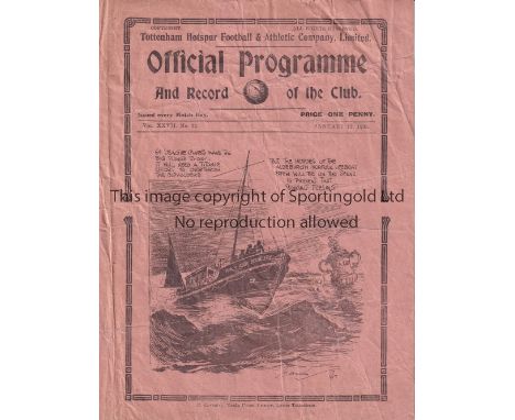 TOTTENHAM - MAN CITY 1935   Tottenham home programme v Manchester City, 12/1/1935, Cup, creased, slight tears to edge.   Fair