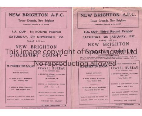 NEW BRIGHTON - STOCKPORT / TORQUAY 56/7   Two New Brighton home programmes,  v Stockport, 17/11/56, Cup, New Brighton had los