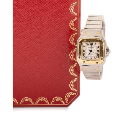 CARTIER SANTOS,  STAINLESS STEEL AUTOMATIC WRIST WATCH  AMENDMENT: AUTOMATIC MOVEMENT the square engine turned dial with Roma