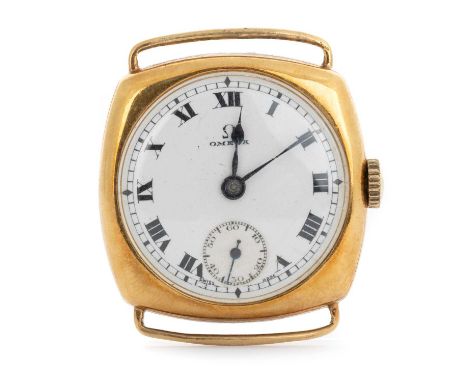 OMEGA, EIGHTEEN CARAT GOLD MANUAL WIND WRIST WATCH FACE the round dial with Arabic hour markers, 26mm case with personal insc