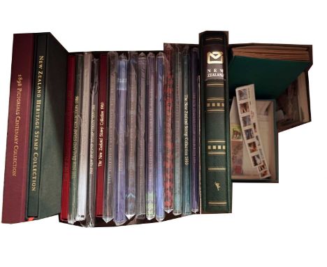 New Zealand Commonwealth stamps, including: fifteen Annual Stamp Collection books; other commemorative books; and albums of s
