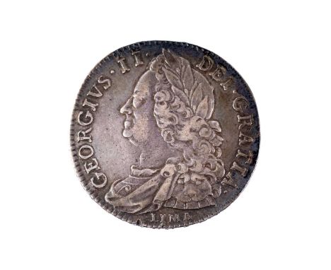A George II half crown, 1746, old laur. and dr. bust over LIMA, D.NONO, S 3695A.