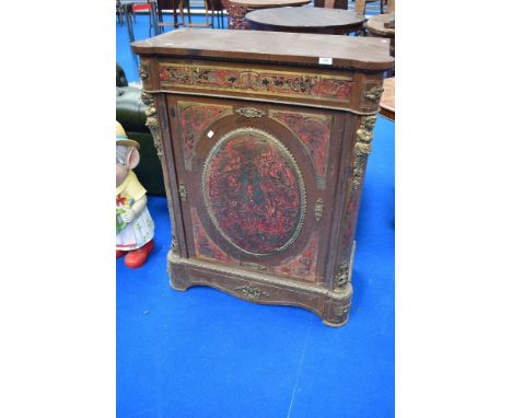 A Boulle work side cabinet , in some disrepair but nice quality, height approx. 109cmMax dimensions H110 W84 D39cm, in need o