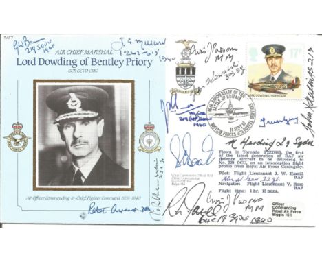 WW2 Battle of Britain pilots multiple signed MRAF Lord Dowding cover. Signed by 13 inc, G Benn, J Millard, A Parsons MM, J Ko