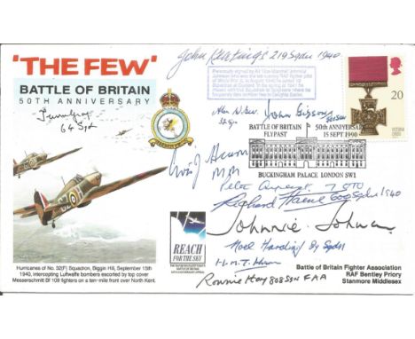 WW2 Battle of Britain pilots multiple signed 50th ann BOB The Few cover. Signed by 10 inc, AVM Johnnie Johnson, J Keatings, A