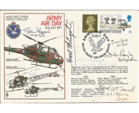 WW2 Luftwaffe BOB and US aces multiple signed Army Air Day cover. Signed by Graham Leggett 46 sqn, Alan Gear Trevor Gray 64 s