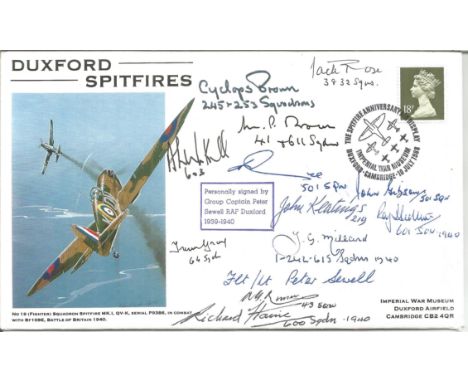 WW2 Battle of Britain pilots multiple signed 1988 Duxford Spitfires cover. Signed by 13 inc, Jack Rose, Cyclops Brown, M P Br