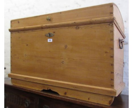 19th Century stripped pine dome top trunk, 85 x 52 x 61cm high 