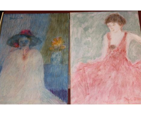 Helen Digby Smith, pair of oils and a mixed media painting, female portrait and figure studies, all signed, all unframed, lar