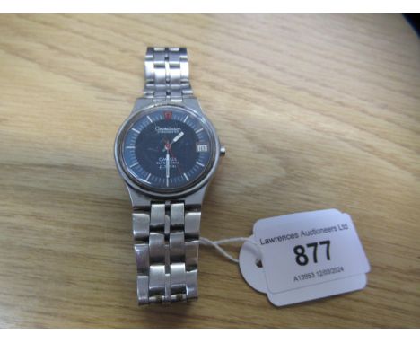 Omega Constellation chronometer steel cased wristwatch with blue / black dialNot currently working, scratches to lass and cas