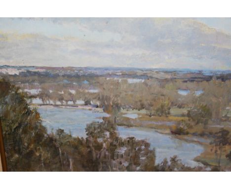 Harry Sherwin, oil on canvas ' Afternoon Light - Swan Reach ', signed and inscribed verso, 35 x 45cm, gilt framed 
