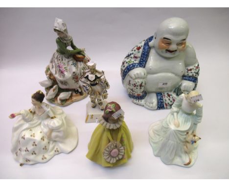 20th Century Chinese porcelain figure of seated Buddha, 24cm high together with five other various porcelain figuresSeated Bu