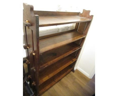 Arts and Crafts oak five shelf open bookcase 