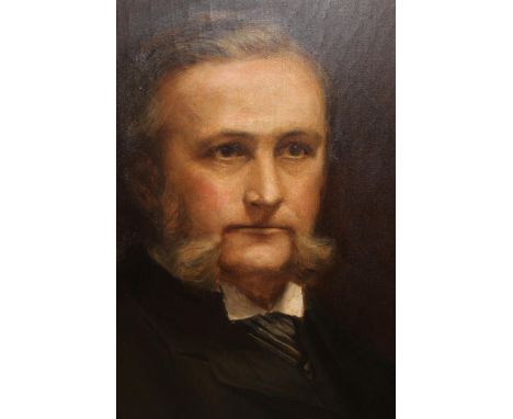 19th Century oval mounted oil painting on canvas, head and shoulder portrait of a gentleman, 75 x 62cm, housed in a gilt moul