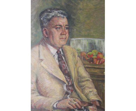 Patricia Madden, mid 20th Century, oil on canvas, portrait of a seated gentleman, signed 49 x 39cm, framed 
