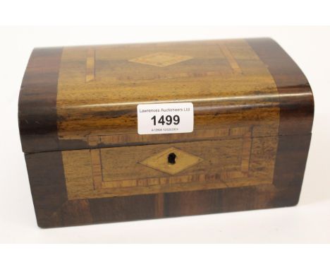 Victorian walnut rosewood crossbanded dome top tea caddy 